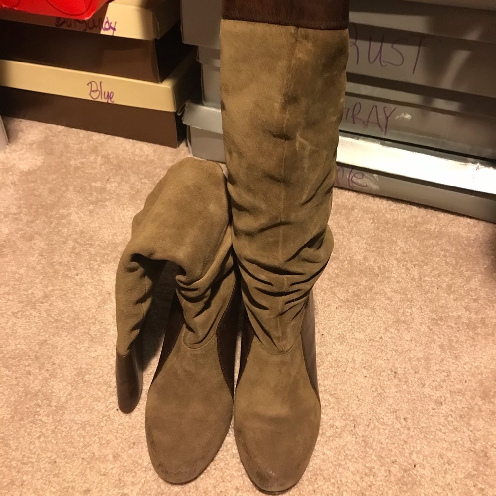 Brown leather boots